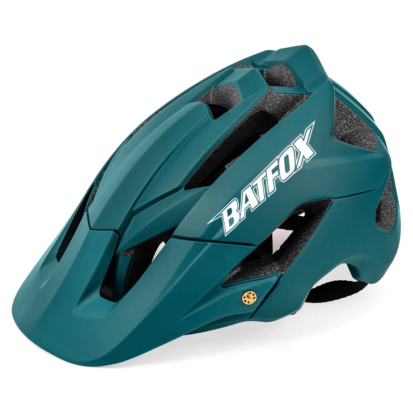 casque vélo vtt vert logo batfox blanc vue de 3/4
