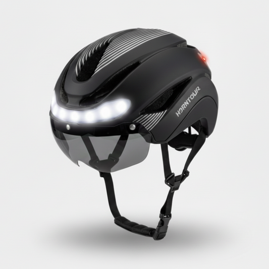Casque vélo avec lumière - Sécurité LED - Noir