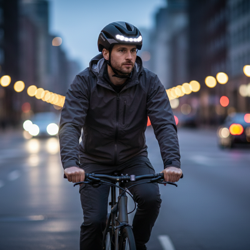 Casque vélo avec lumière - Sécurité LED - Noir