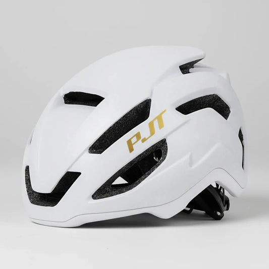 casque velo  route PJT blanc logo doré